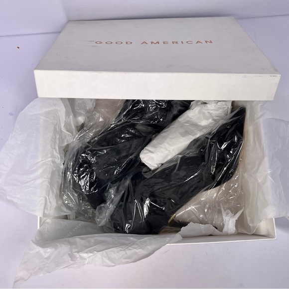 Good American Terry Cloth Square Toe High Heels Shoes Black Size 7.5 - Picture 11 of 13